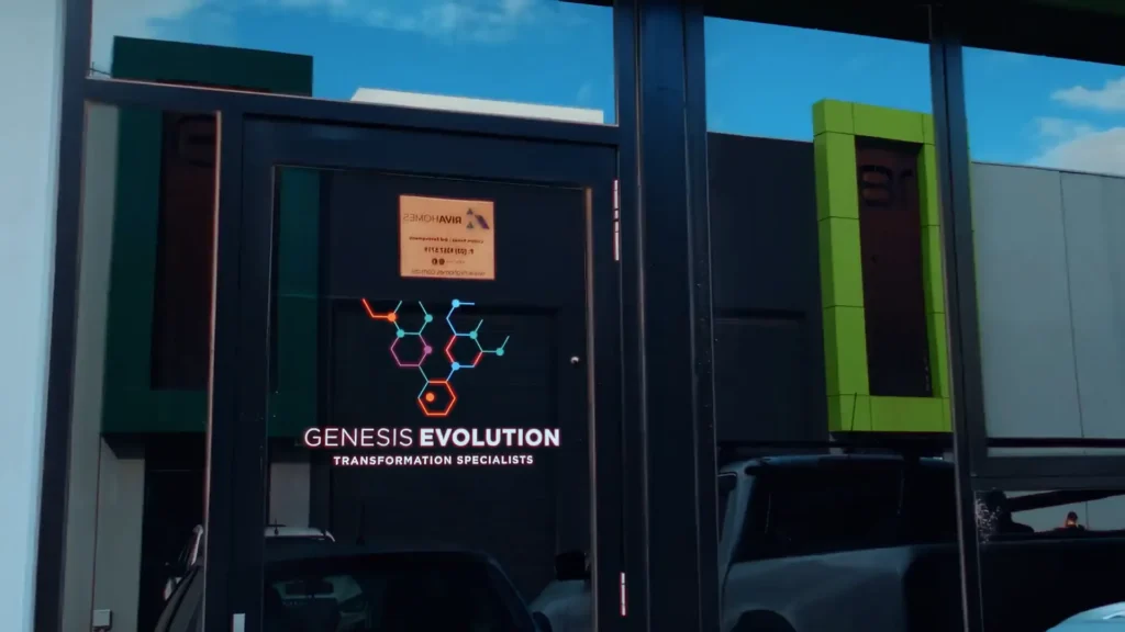 Genesis Evolution office showing the logo on the door